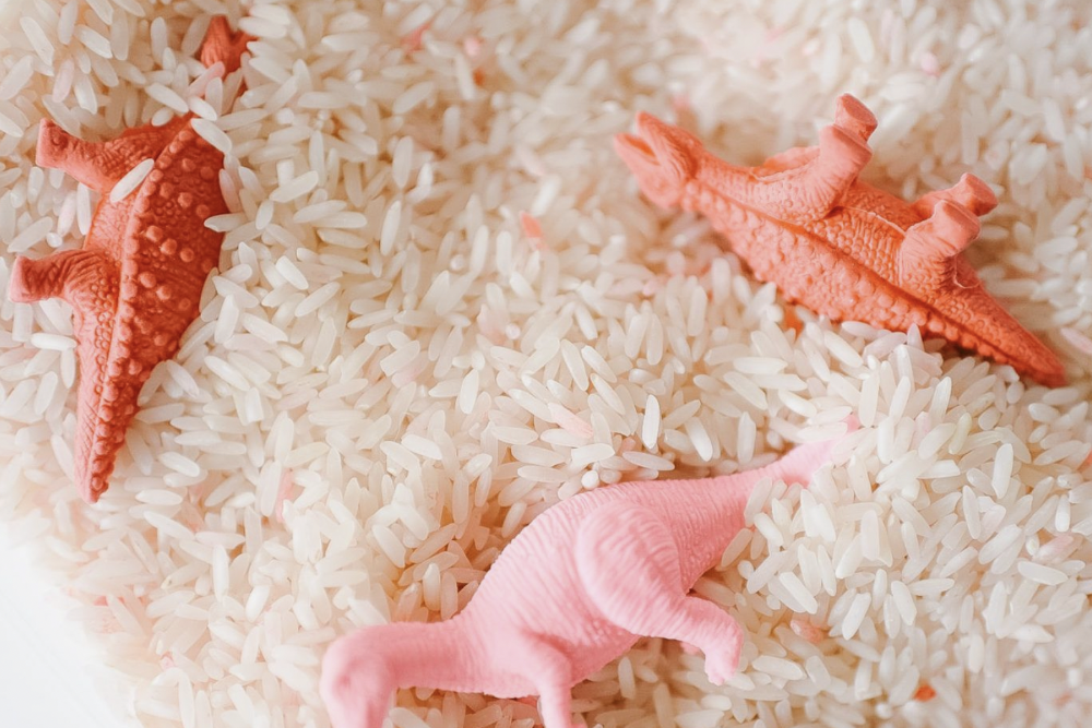 Можно не заморачиваться с разноцветным рисом и играть с ним просто так. Фото:&nbsp;The Mama Notes / Pinterest