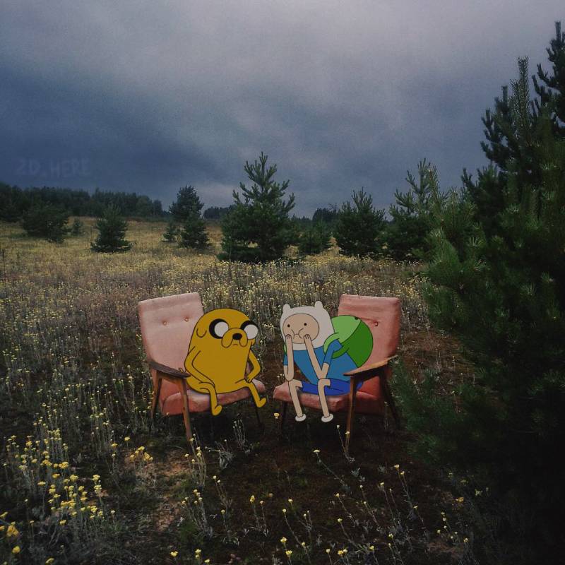 Cartoon Network разместил этот арт с героями Adventure Time в своих соцсетях