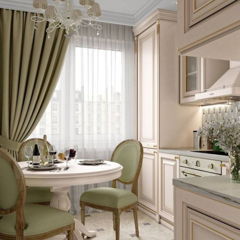 Классические стол и стулья делают кухню тесной и больше подходят для просторных помещений. Источник: livemaster.ru