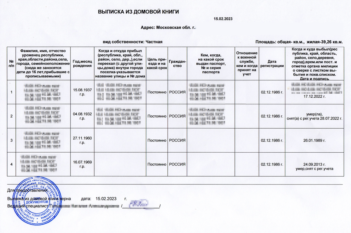 Как выглядит архивная выписка из домовой книги фото и описание