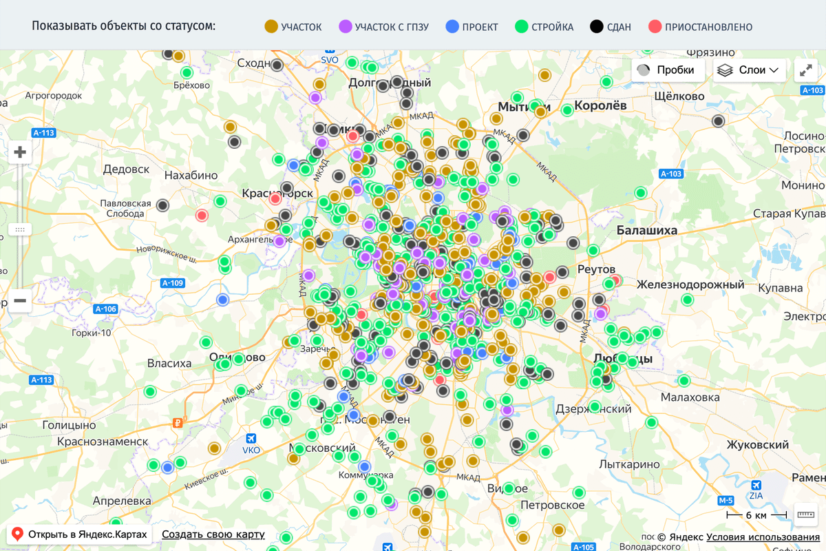 Домкад карта новостроек