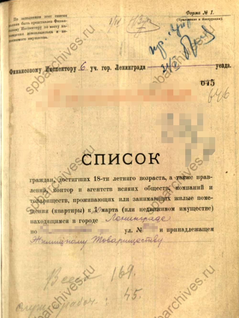 Документы о списке жильцов квартиры на 1923—1924 годы, которые прислал мне Денис. Источник: spbarchives.ru