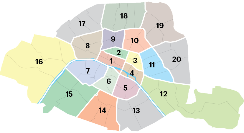 Схема округов Парижа