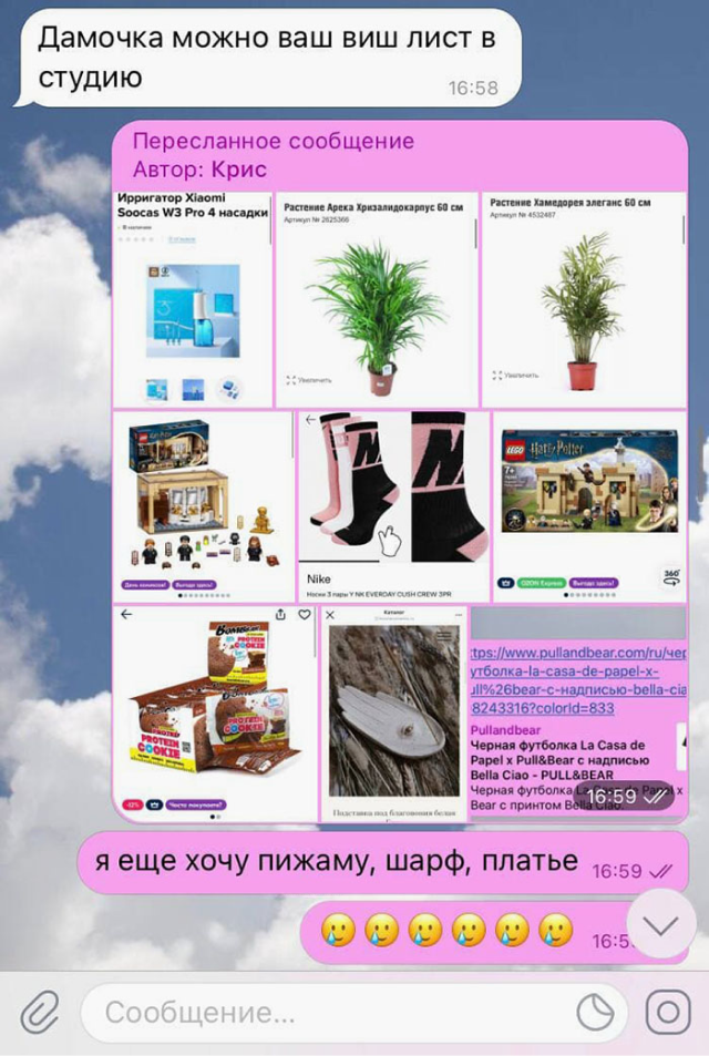 Вот такой виш-лист я скидывала друзьям перед своим днем рождения