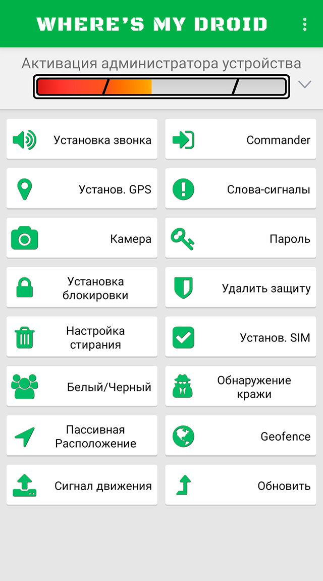 Так выглядит общий список функций приложения с автоматическим переводом на русский язык