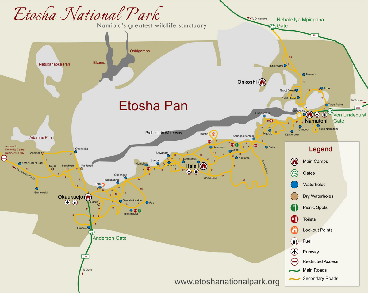 Схема парка. Источник: etoshanationalpark.org