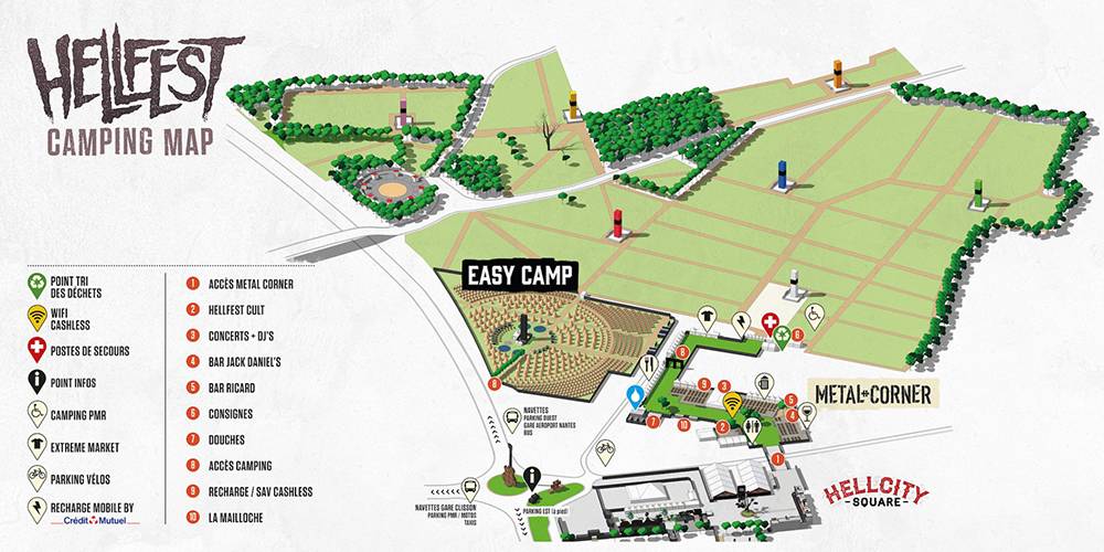Цветные столбы на карте обозначают зоны внутри палаточного лагеря