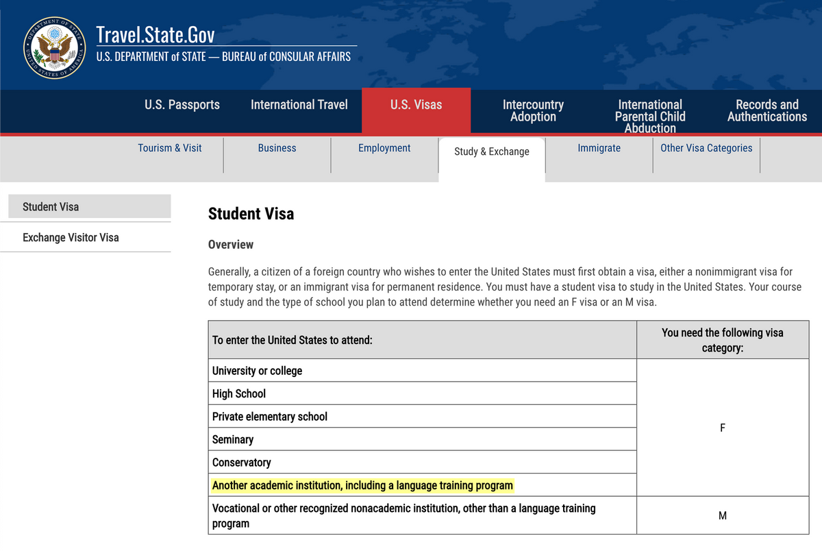Вариант с визой для&nbsp;обучения на языковых курсах прописан даже на официальном сайте Бюро консульских дел США. Поэтому способ переезда по учебной визе легален на 100%. Источник: travel.state.gov