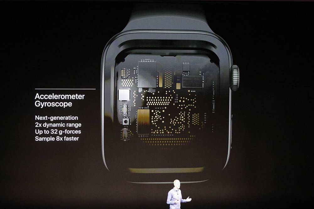 Акселерометр и гироскоп в Apple Watch. Источник: презентация Apple от The&nbsp;Verge