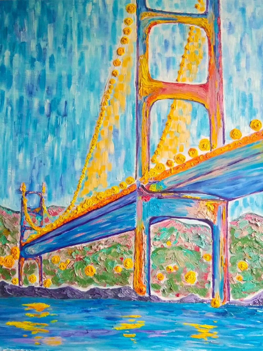 Это та самая моя картина, которую риелтор взяла вместо денег. На ней изображен мост «Золотые ворота» в Сан-Франциско