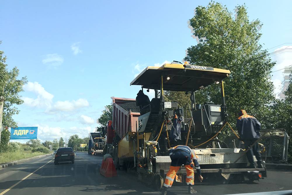 Ремонт дороги на Крестовском шоссе