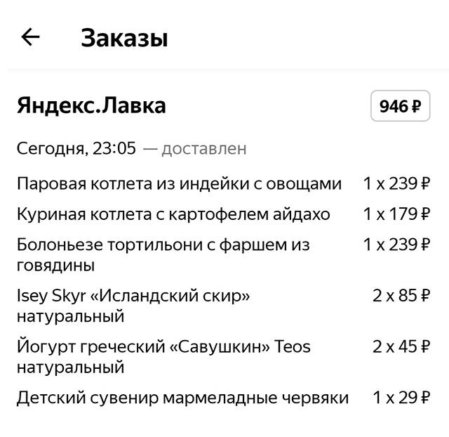 Заказ из «Лавки»
