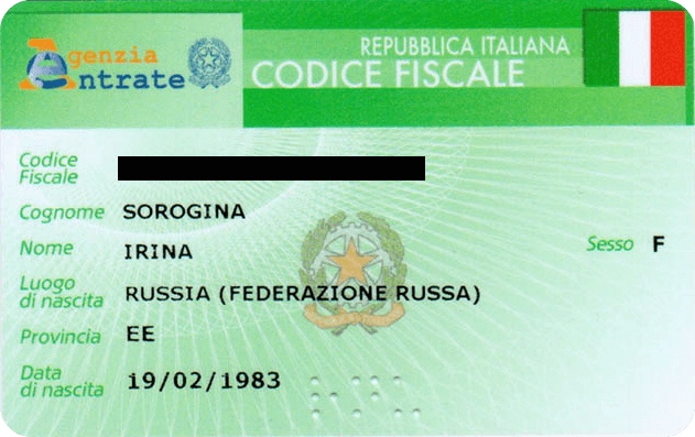 Codice fiscale — аналог российского ИНН. Его часто просят предъявить в самых разных итальянских учреждениях
