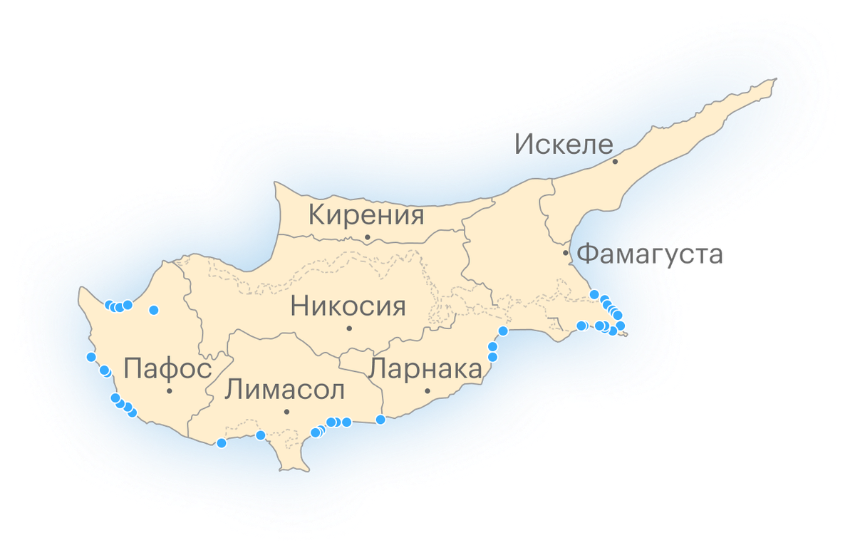 Распределение Голубых флагов по острову. Пляж получает эту награду, если соответствует критериям экологичности, безопасности и доступности для людей с инвалидностью. Источник: blueflag.global