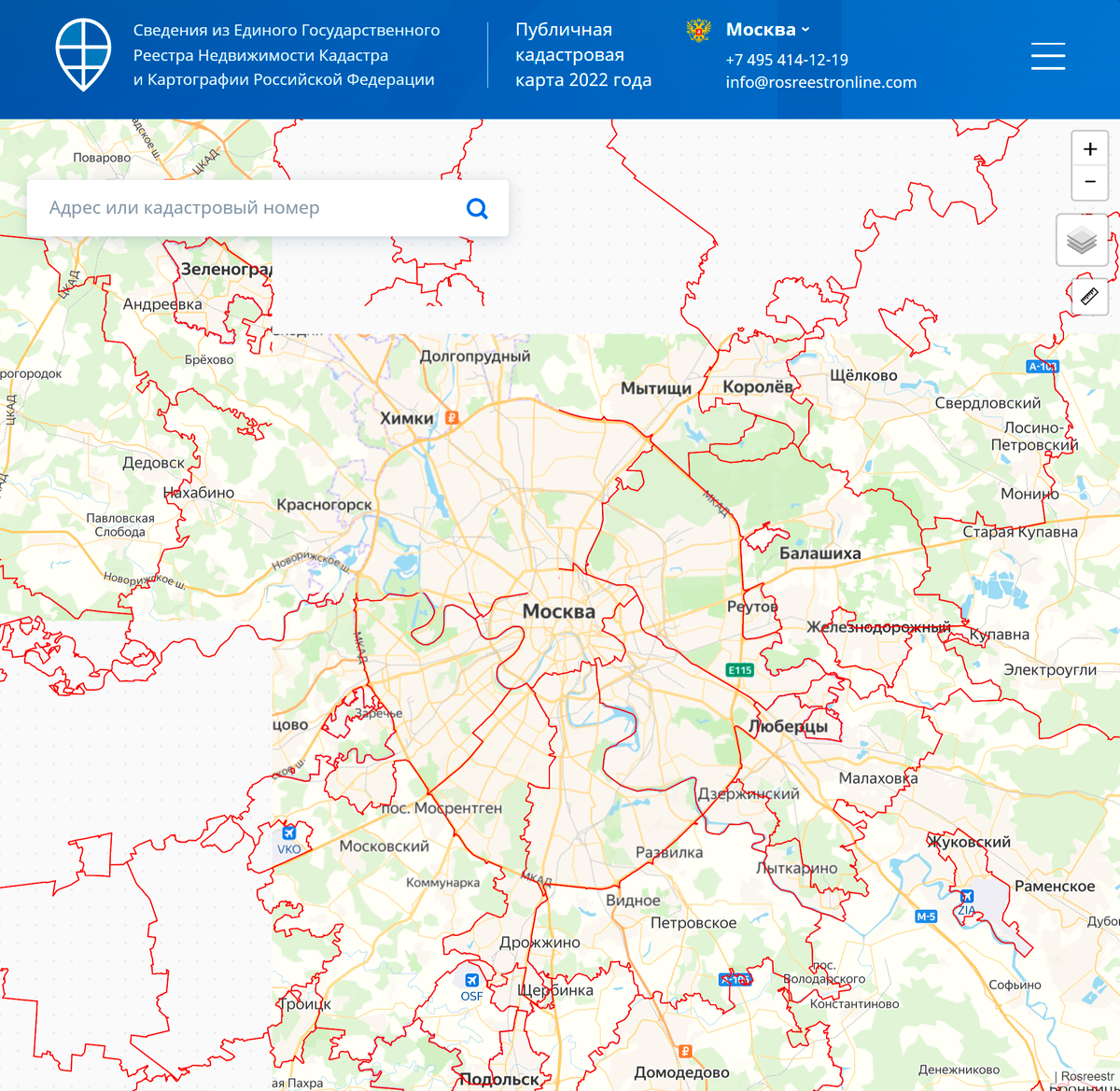 Кадастровая карта города подольска