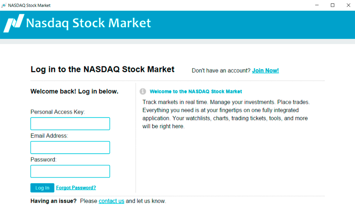 Начальная панель «терминала», который мошенник выдавал за официальный терминал биржи NASDAQ. Выглядит правдоподобно