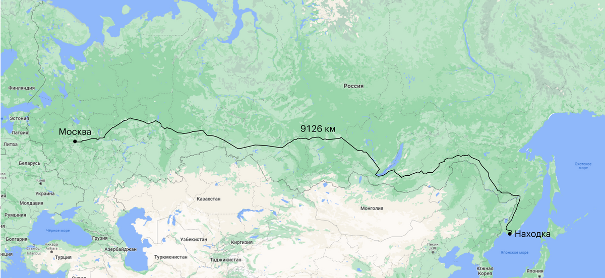 Расстояние до Москвы на поезде на карте