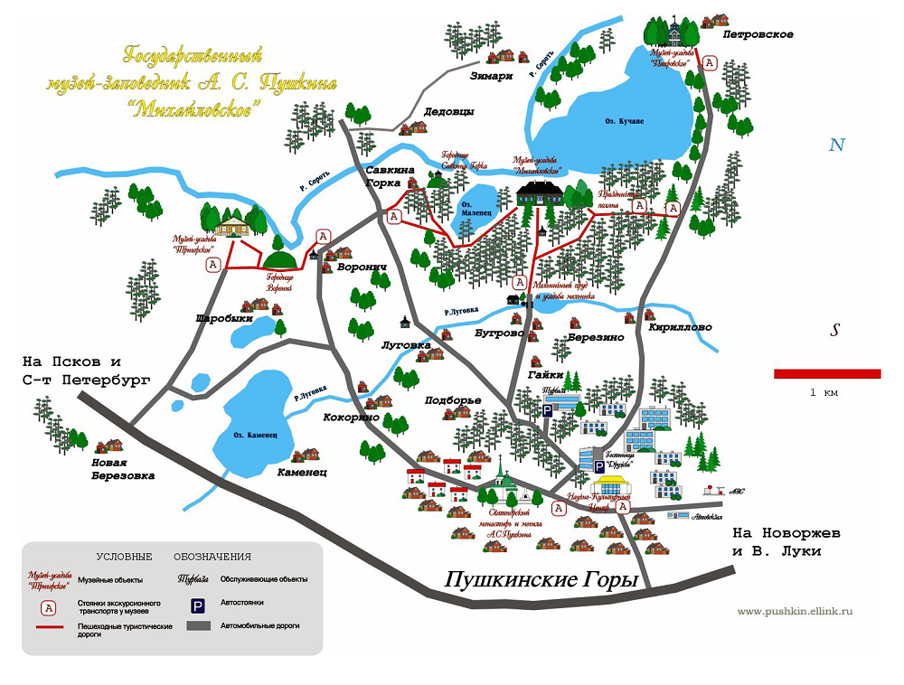 Карта достопримечательностей пушкина