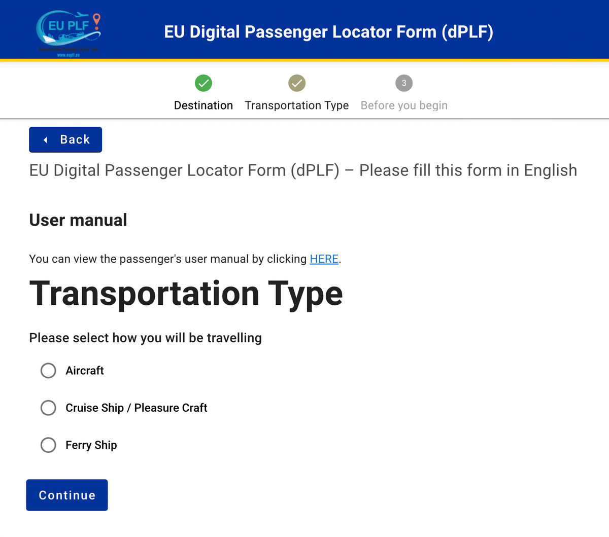 Заполнить Passenger Locator Form можно на разных языках — например на английском или турецком. Русского среди них нет. Источник: euplf.eu