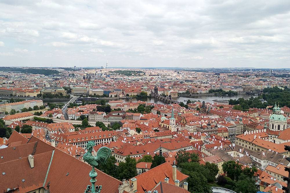 Вид на город со смотровой башни собора. Ее можно посетить за 200 Kč (560 <span class=ruble>Р</span>)