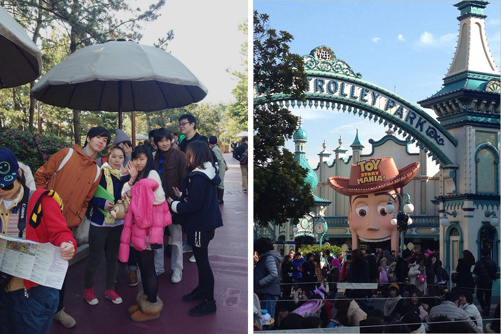 Это мои одноклассники — стоим в очереди на аттракционы в Tokyo Disneysea