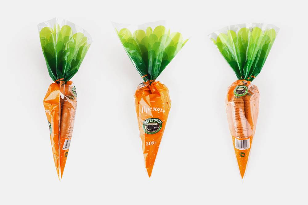 Морковь в упаковке в виде моркови