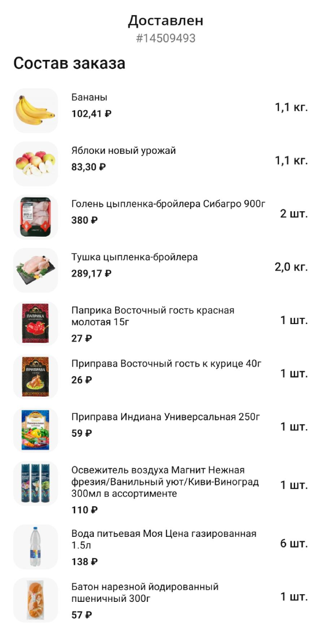 Мой заказ. Часто заказываю из «Магнита»: там бесплатная доставка и периодически прилетают промокоды