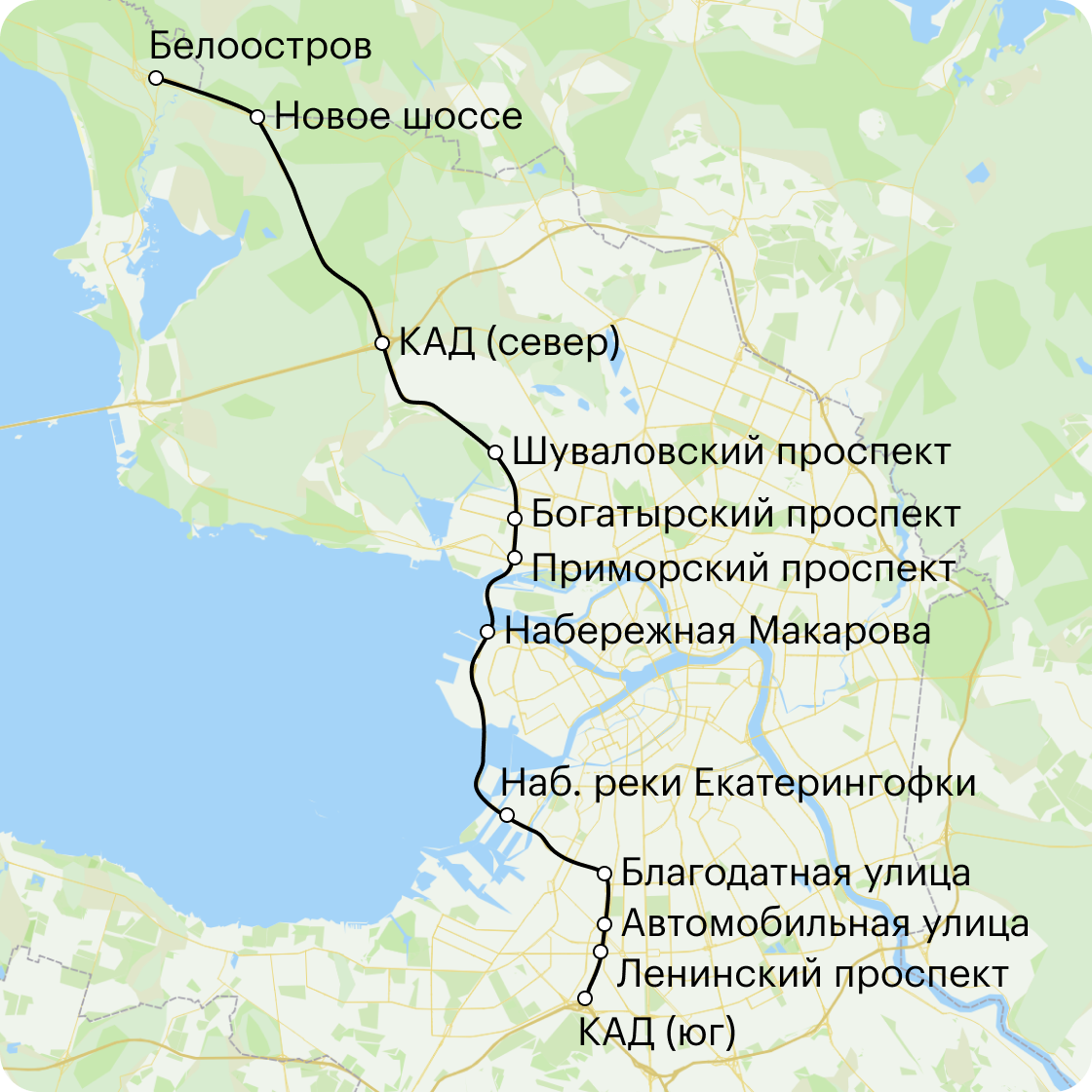 Протяженность трассы 46,6 км, из них 26,7 км — на искусственных сооружениях