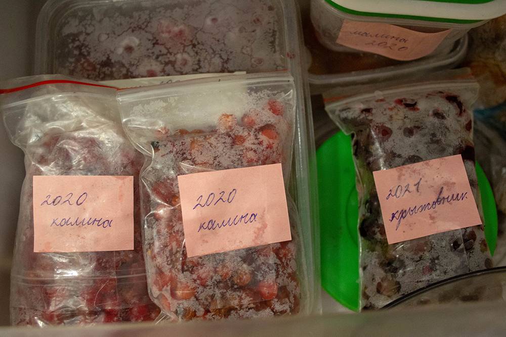 Калину, собранную в прошлом году, положила ближе к&nbsp;дверце, чтобы использовать ее в&nbsp;первую очередь
