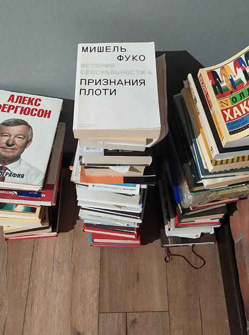 А это моя библиотека. Мебель в квартиру я купил не всю, поэтому часть книг складирую так, часть на подоконнике. Это не добавляет уюта, но деваться некуда