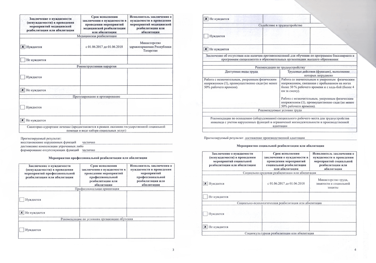 Реабилитационная карта образец