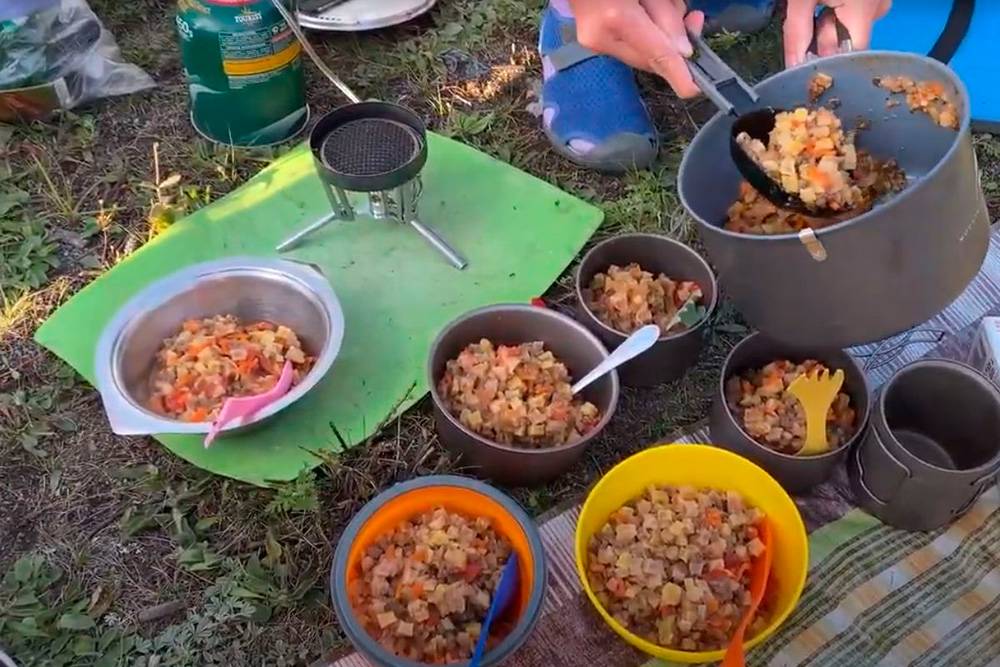 Походная картошка с мясом была очень вкусной