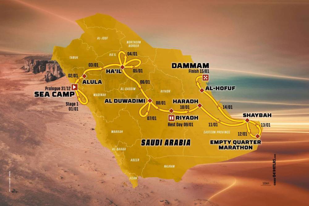 Полная трасса Dakar Rally в 2023&nbsp;году. Источник: dakar.com