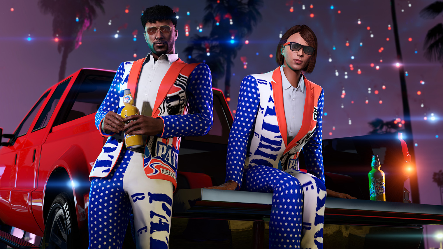 Праздничные костюмы в честь Дня независимости США для подписчиков GTA+ в июне 2026. Кадр: Rockstar