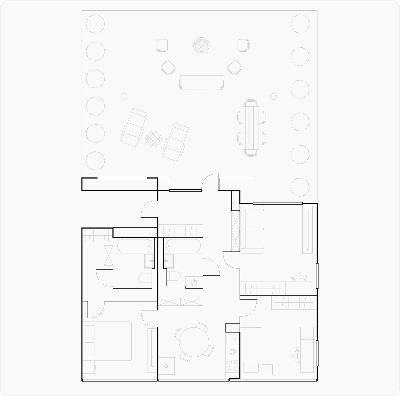 Планировка 3-комнатной квартиры с террасой. Источник: «Квартал на воде»