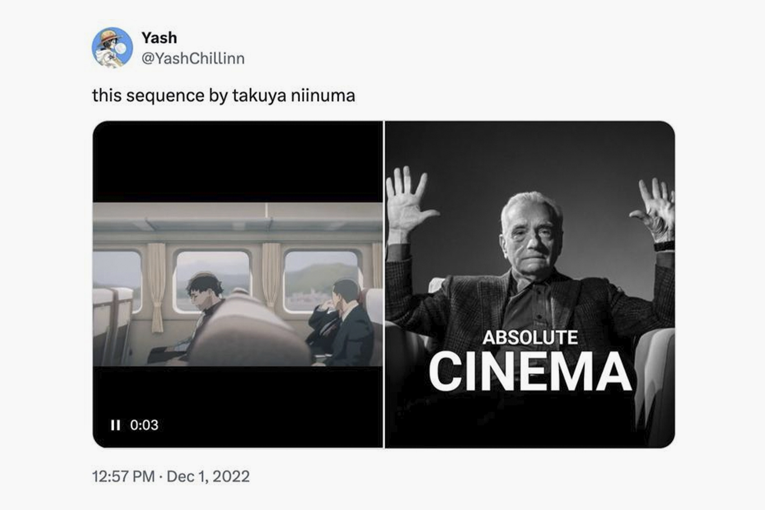 Тот самый пост, давший начало мему с Absolute Cinema. © соцсеть X