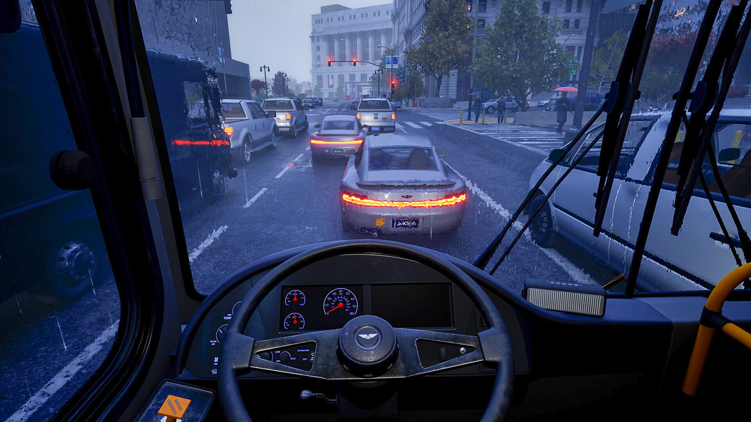 На самом деле разнообразных машин в игре в разы больше, чем на этом кадре, но одинаковые почему-то любят ездить рядом. © Saber Interactive