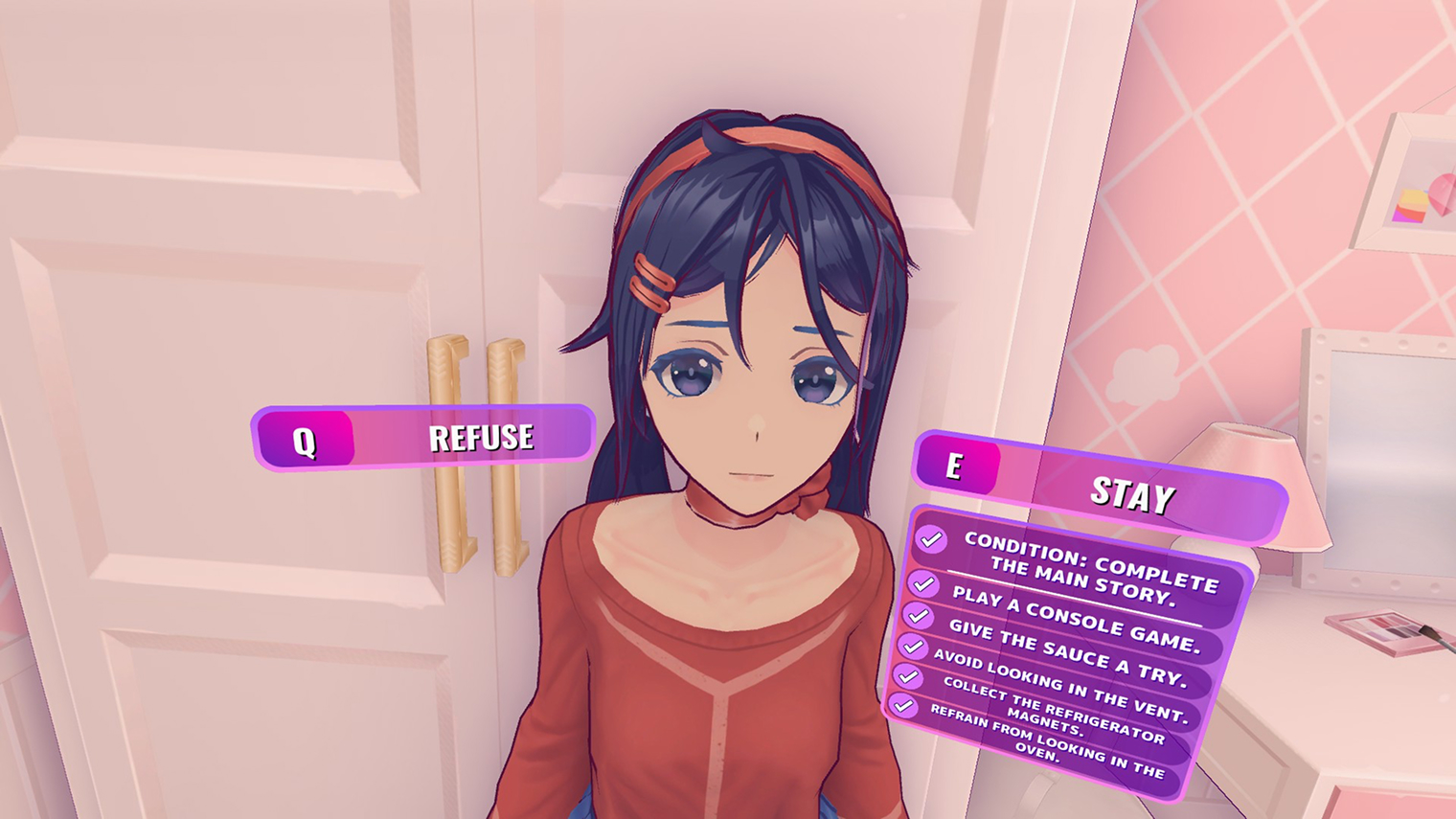 В MiSide нужно часто принимать решения, как в интерактивных сериалах студии Telltale. Но некоторые просьбы игра намеренно откажется выполнять. © IndieArk