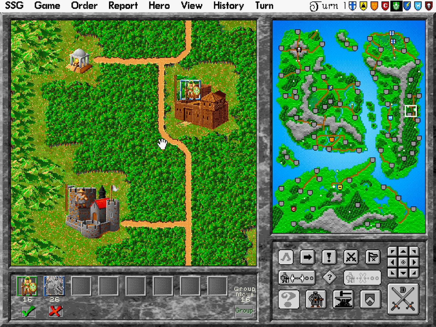 Первую часть Warlords можно пройти исключительно на клавиатуре, а вот вторая поддерживает мышь. © Strategic Studies Group