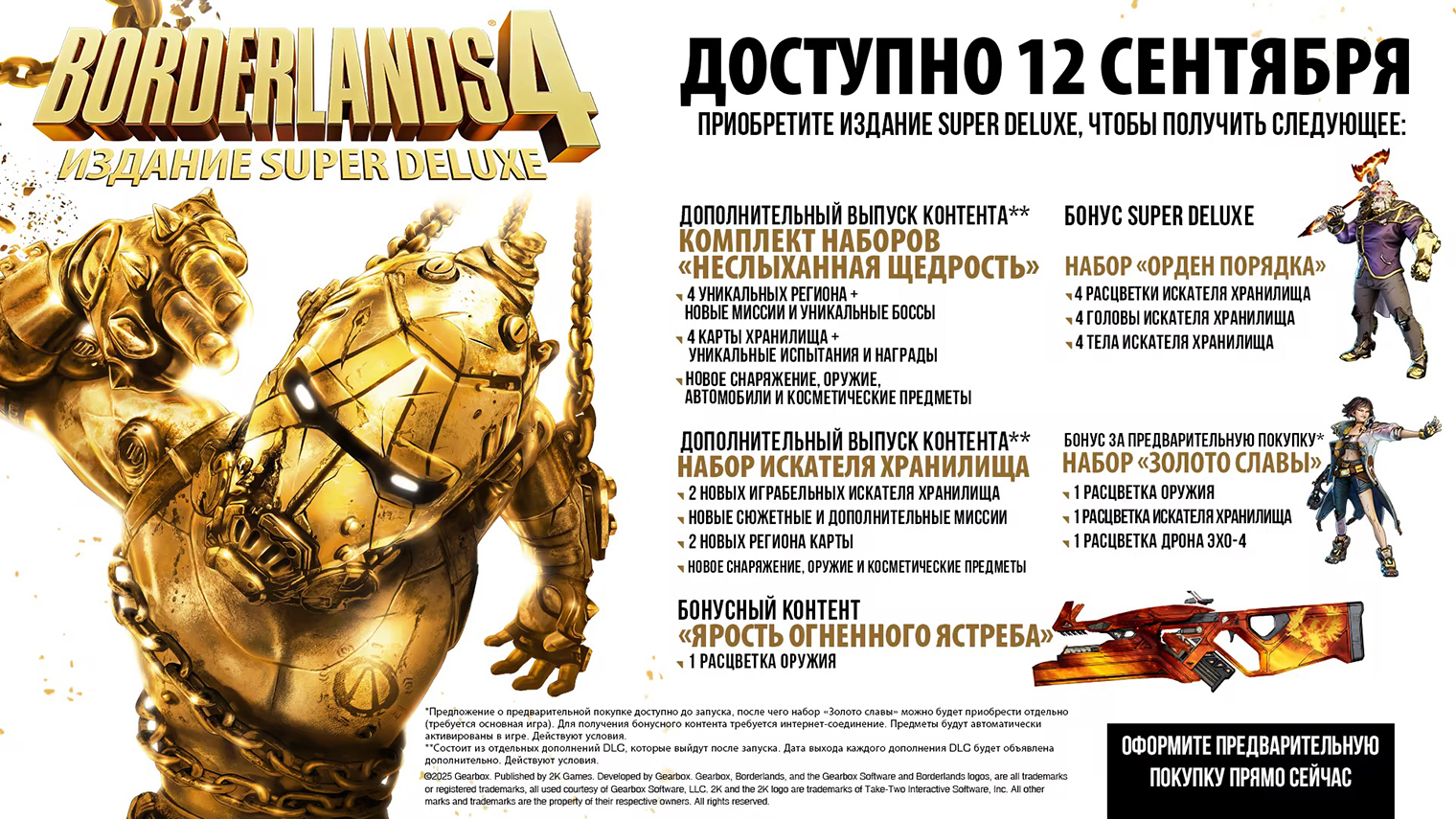 Полный список бонусов за покупку самого дорогого издания. Новый контент вроде дополнительных регионов и сюжетных миссий будут добавлять постепенно уже после релиза игры