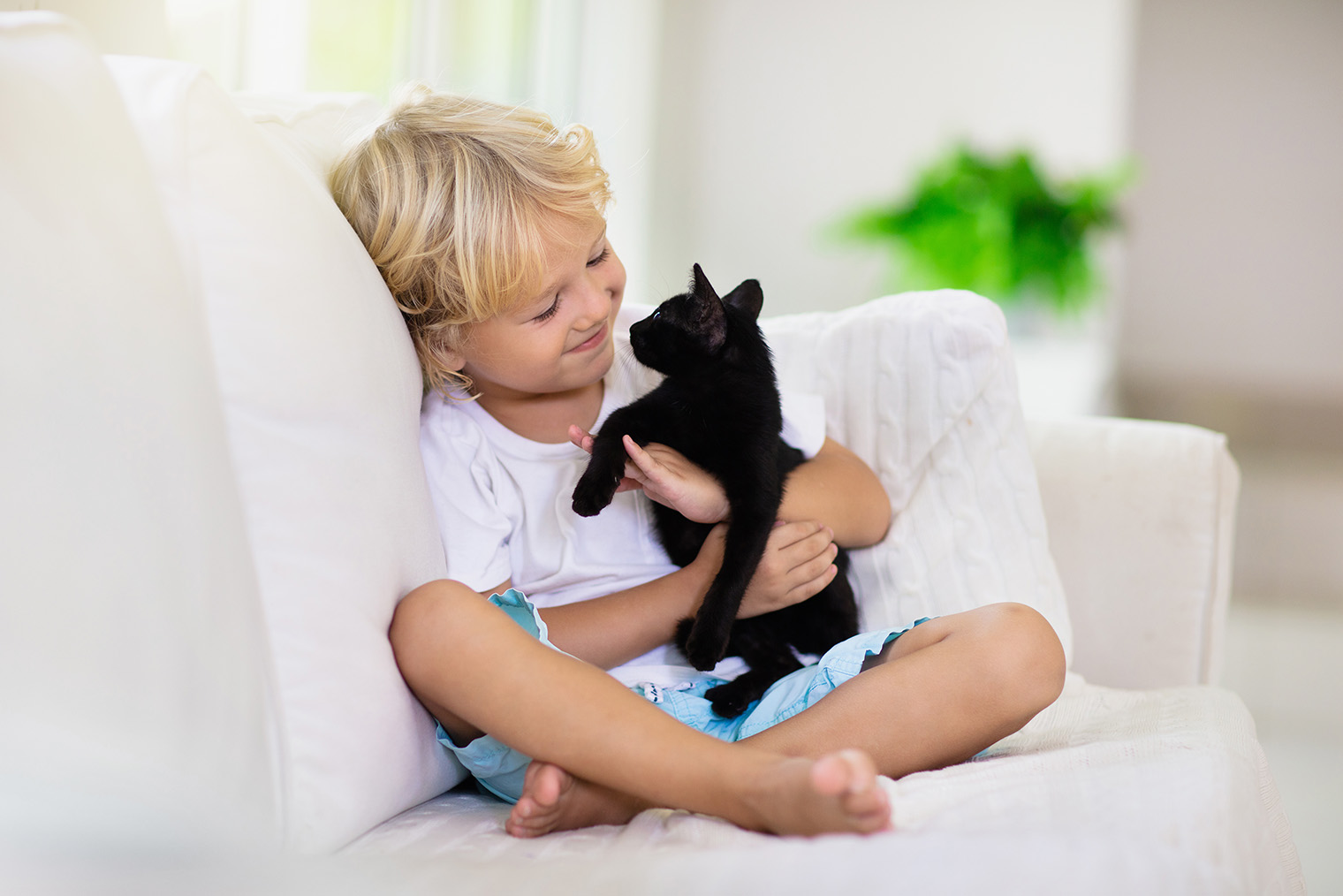 Покажите ребенку, как правильно держать животное: объясните, что у питомца должна быть возможность уйти с рук. Фотография: FamVeld /Shutterstock / FOTODOM