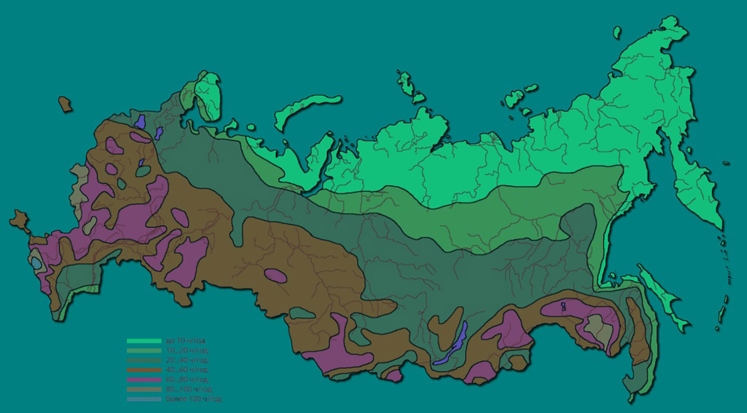 Чем севернее, тем реже грозы. © ezetek.ru