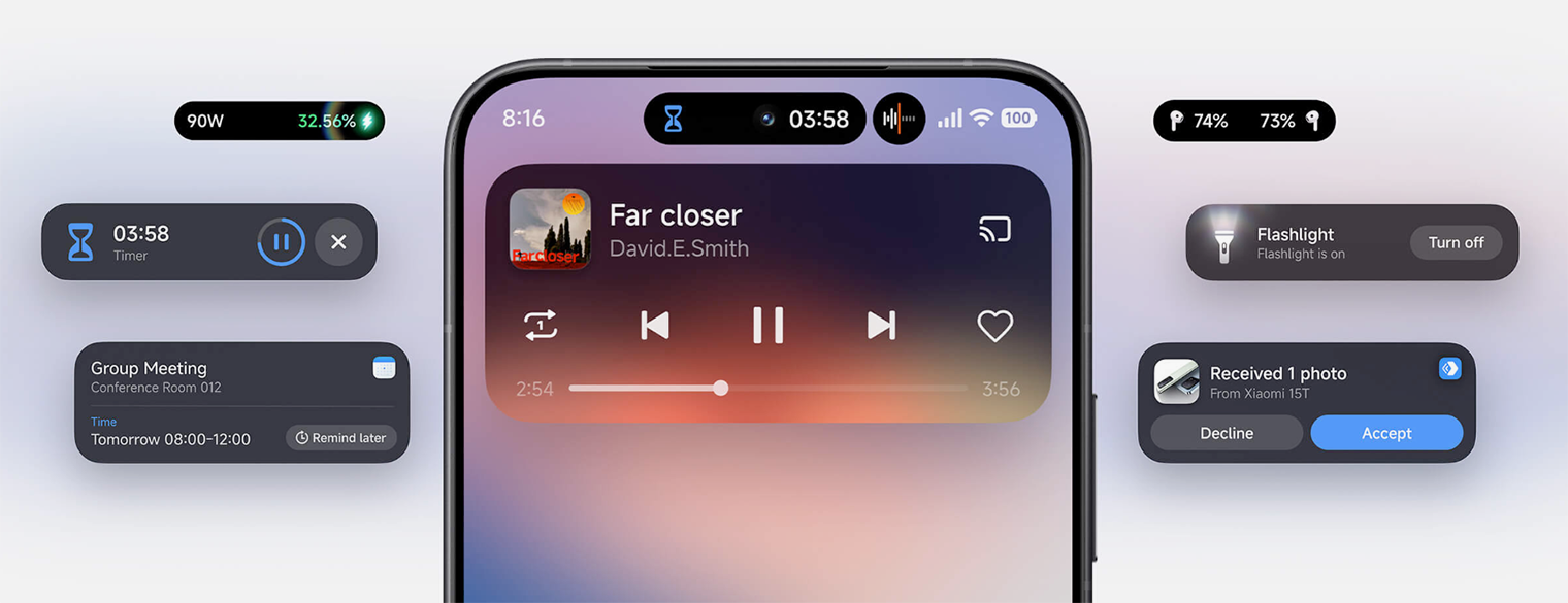 Отличить от Dynamic Island можно разве что по шрифту. Источник: mi.com