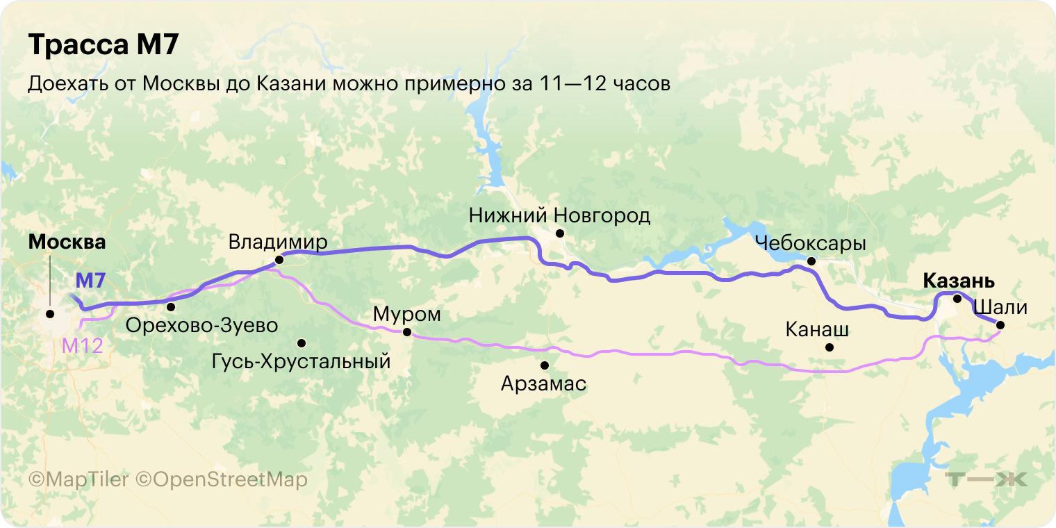 Бесплатная трасса М7 дублирует платную М12