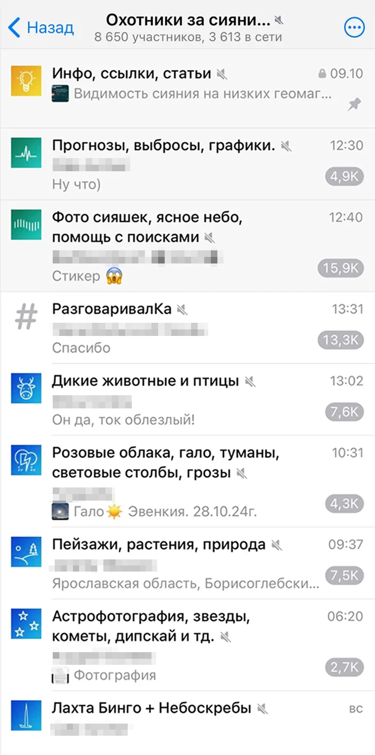 Пример одного из форумов. В нем состоят участники сообщества охотников за северным сиянием