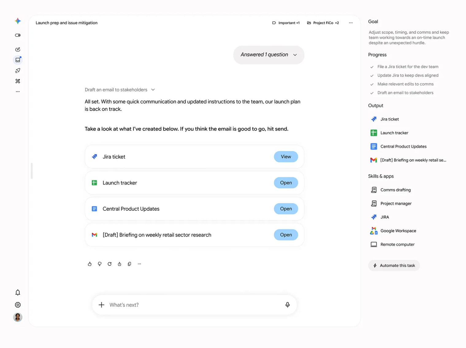 Spark составляет письмо. © Google