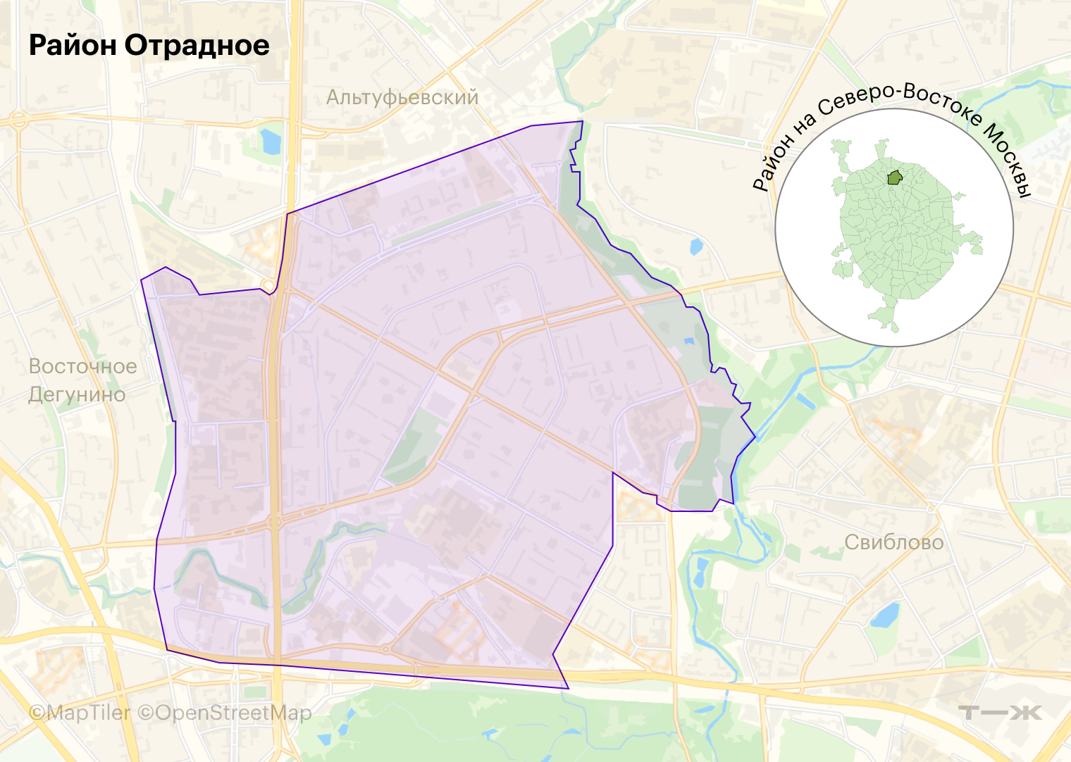 Отрадное расположен в Северо-Восточном административном округе