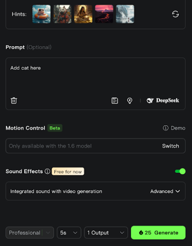 Основные настройки в Kling