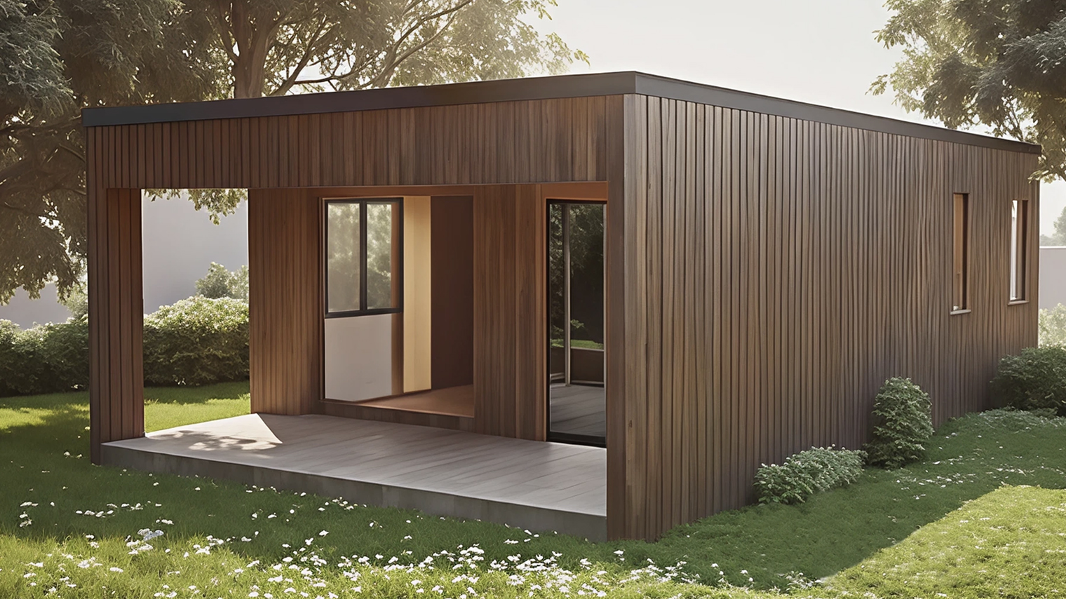 Дома на картинках получились с недоделками: тут дом стоит на земле без фундамента, а со стороны террасы забыли вставить в проем окно. Источник: строим.дом.рф