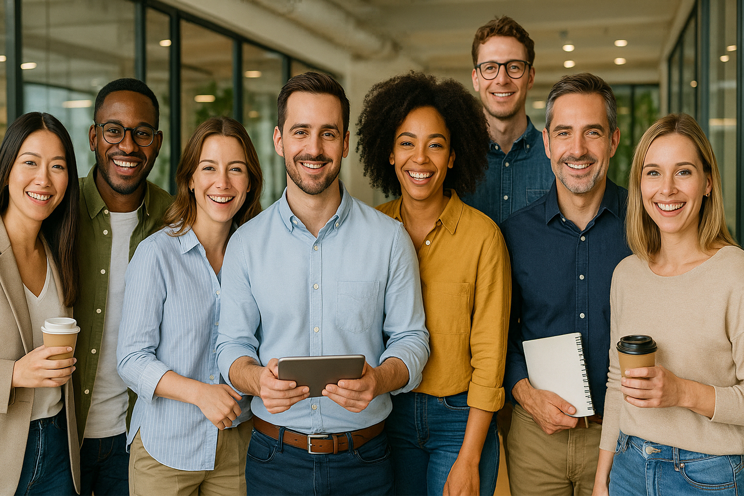 А вот такое «фото» вполне могут использовать в разделе «Наша команда». Этих людей тоже не существует. На первый взгляд все нормально, но зоркий глаз специалиста заметит, что у всех людей слишком уж идеальные белые зубы, а спираль на блокноте выглядит как-то неровно